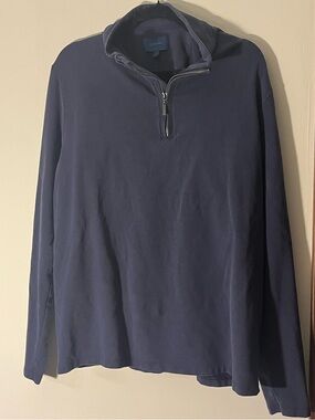 Fairlane | Men's Navy Blue Zip Pullover Sweater XL Wool Cotton Modal